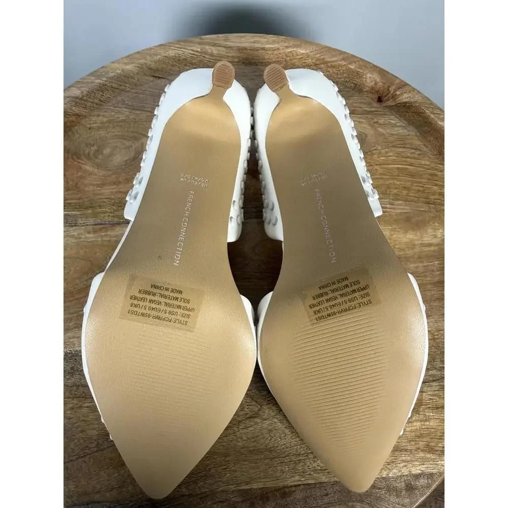 French Connection White Studded Pointed Toe Heels Size US 9.5 NWB - Picture 3 of 12